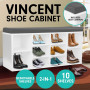 Shoe Rack Cabinet Organiser Grey Cushion - 104 x 30 x 45 - White thumbnail 2
