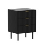 Sarantino Evelyn Bedside Table with 3 Drawers - Black thumbnail 1