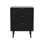 Sarantino Evelyn Bedside Table with 3 Drawers - Black thumbnail 2