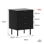 Sarantino Evelyn Bedside Table with 3 Drawers - Black thumbnail 3