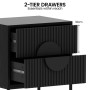 Sarantino Silvia Bedside Table with 2 Drawers and Black Handles thumbnail 6
