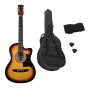 38in Karrera Acoustic Guitar Steel Strings Carry Bag Shoulder Strap Sun Burst thumbnail 2