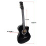 Karrera 38in Pro Cutaway Acoustic Guitar with Carry Bag - Black thumbnail 5