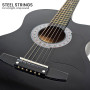 Karrera 38in Pro Cutaway Acoustic Guitar with Carry Bag - Black thumbnail 7