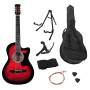Karrera 38in Pro Cutaway Acoustic Guitar with guitar bag - Red Burst thumbnail 3