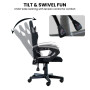 Sarantino Antre Kids Study Gaming Chair in Black and White Office Adjustable Height Chair thumbnail 7