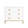 Sarantino Amara Chest of Drawers Tallboy Dresser in White/Gold thumbnail 2