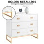 Sarantino Amara Chest of Drawers Tallboy Dresser in White/Gold thumbnail 8