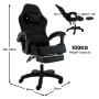 Sarantino Cueva Reclining High Back Office Gaming Chair Black Retractable Footrest Computer Seat thumbnail 3