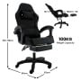 Sarantino Cueva Reclining High Back Office Gaming Chair Black Retractable Footrest Computer Seat thumbnail 4