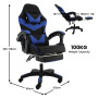 Sarantino Cueva Reclining High Back Office Gaming Chair Seat Retractable Footrest Office Computer Black & Blue thumbnail 3