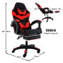 Sarantino Cueva Reclining High Back Office Gaming Chair with Retractable Footrest Office Computer Seating in Black/Red thumbnail 3
