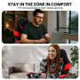 Sarantino Cueva Reclining High Back Office Gaming Chair with Retractable Footrest Office Computer Seating in Black/Red thumbnail 5