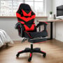 Sarantino Cueva Reclining High Back Office Gaming Chair with Retractable Footrest Office Computer Seating in Black/Red thumbnail 8