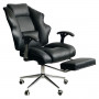 Faux Leather High Back Reclining Executive Office Chair w/ Stool Black thumbnail 3