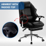 Faux Leather High Back Reclining Executive Office Chair w/ Stool Black thumbnail 7