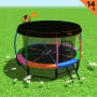 Kahuna Trampoline 14 ft with Basketball Set and Roof - Rainbow thumbnail 1