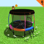 Kahuna Trampoline 8 ft with Basketball Set and Roof - Rainbow thumbnail 1