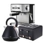 Pronti Toaster, Kettle & Coffee Machine Breakfast Set - Black thumbnail 1