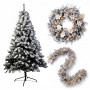 Christabelle 3pc Christmas Set: 1.5m Snow Flocked Tree 61cm Pre-Lit LED Wreath & 2.74m Frosted Garland Holiday Decor thumbnail 1