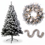 Christabelle Snow-Tipped Snowflocked Tree 61cm Snow Wreath Colonial with Lights 2.74m Garland Snow Frosted thumbnail 1
