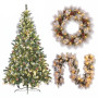 Christabelle 1.2m Pre-Lit LED Tree 61cm Alpine Snow Wreath Prelit 2.74m Alpine Snow Christmas Garland thumbnail 1