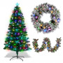 Christabelle 1.5m Pre-Lit Fibre Optic Tree Stunning 61cm Snowy Wreath 2.7m Snowy Garland with LED thumbnail 1