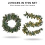Christabelle Pre-Lit Bayville Pine Christmas Wreath 61cm or Garland 2.7m with 50 LED Lights, Pine Cones & Timer thumbnail 2