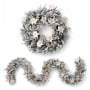 Christabelle Pre-Lit Frosted Colonial Christmas 2pc Set 61cm Wreath and Garland with LED Lights Holiday Decor thumbnail 1