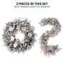 Christabelle Pre-Lit Frosted Colonial Christmas 2pc Set 61cm Wreath and Garland with LED Lights Holiday Decor thumbnail 5