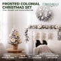 Christabelle Frosted Colonial Christmas 3pc Set 61cm Tree 61cm Wreath 2.7m Garland with LED Lights Holiday Pre-lit Decor thumbnail 2