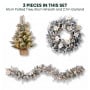 Christabelle Frosted Colonial Christmas 3pc Set 61cm Tree 61cm Wreath 2.7m Garland with LED Lights Holiday Pre-lit Decor thumbnail 4