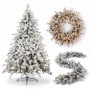 Christabelle Snowy Dorchester Pre-Lit Christmas Tree 2.3m Wreath 1.2m Garland 2.7m Flocked LED Xmas Decor thumbnail 1