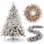 Christabelle Snowy Dorchester Pre-Lit Christmas Tree 9ft 2.7m, Flocked LED Wreath 1.2m or Garland with Pine Cones thumbnail 1
