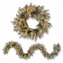 Christabelle Snowy Stamford Christmas 2pc Set 61cm Christmas Wreath and Garland with LED Lights Holiday Decor thumbnail 1