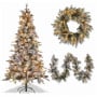Christabelle Snowy Stamford Spruce 2.3m 7.5ft Tree 61cm Wreath Snowy Stamford 2.7m Christmas Garland Snowy with LED thumbnail 1