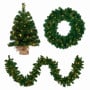 Christabelle Chadwick Green Christmas 3pc Set 61cm Tabletop Tree 61cm Wreath 2.7m Garland with LED Light thumbnail 1