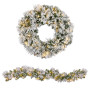 Christabelle Majestic Snow Christmas 2pc Set 61cm Christmas Wreath and Garland with LED Lights Holiday Decor thumbnail 1
