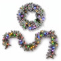 Christabelle Snowy Crown Pine Christmas 2pc Set 6cm Christmas Wreath and Garland with LED Lights Holiday Decor thumbnail 1