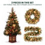 Christabelle Deluxe Mountain Pine Christmas 3pc Set 1.2m Potted Tree Wreath and Garland with LED Lights Holiday Decor thumbnail 4