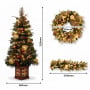 Christabelle Deluxe Mountain Pine Christmas 3pc Set 1.2m Potted Tree Wreath and Garland with LED Lights Holiday Decor thumbnail 3
