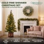 Christabelle Gold Pine Shimmer Christmas 3pc Set 1.2m Potted Christmas Tree Wreath and Garland with LED Lights Holiday Decor thumbnail 2