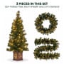 Christabelle Gold Pine Shimmer Christmas 3pc Set 1.2m Potted Christmas Tree Wreath and Garland with LED Lights Holiday Decor thumbnail 4