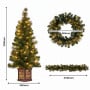 Christabelle Gold Pine Shimmer Christmas 3pc Set 1.2m Potted Christmas Tree Wreath and Garland with LED Lights Holiday Decor thumbnail 3