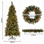 Christabelle Gold Pine Shimmer Slim Christmas 3pc Set 2.3m Christmas Tree Wreath and Garland with LED Lights Holiday Decor thumbnail 3