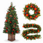 Christabelle Sable Fir Christmas 3pc Set 1.2m Potted Tree 61cm Wreath 2.74m Garland with Multicoloured LED Lights Decor thumbnail 1