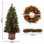 Christabelle Sable Fir Christmas 3pc Set 1.2m Potted Tree 61cm Wreath 2.74m Garland with Multicoloured LED Lights Decor thumbnail 3