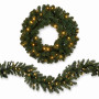 Christabelle Pre-Lit Highland Pine Wreath 61cm and Garland 2.74m Warm White LED Battery Timer Decoration thumbnail 1