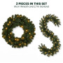 Christabelle Pre-Lit Highland Pine Wreath 61cm and Garland 2.74m Warm White LED Battery Timer Decoration thumbnail 14