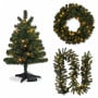 Christabelle Highland Pine Christmas 3pc Set 61cm Tabletop Tree Wreath and Garland with LED Lights Holiday Decor thumbnail 1